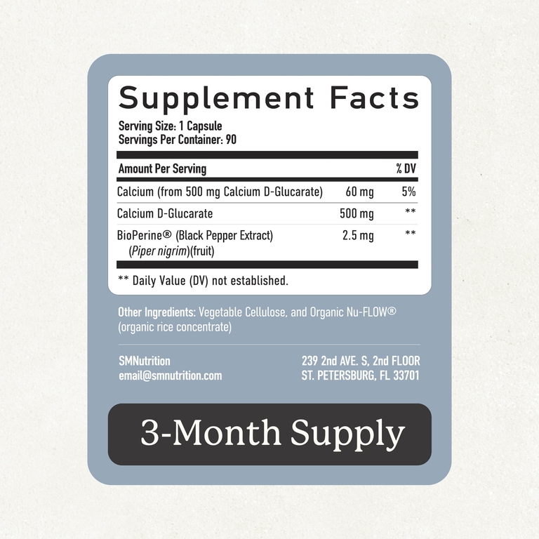 SMNutrition, D-глюкарат кальция и BioPerine®, 90 капсул
