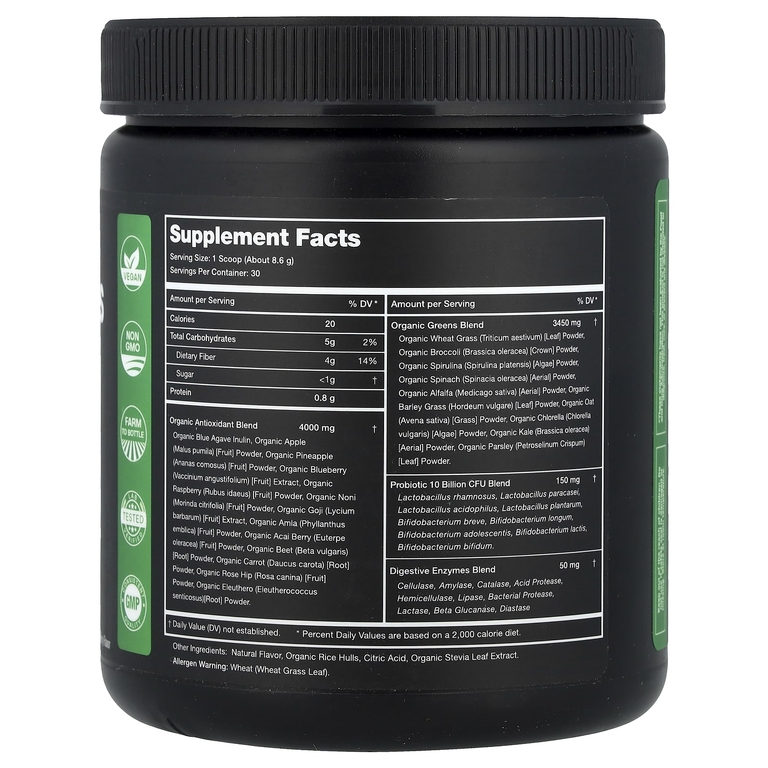 NutraChamps, Super Greens с суперпродуктами, пробиотиками и ферментами, натуральные ягоды, 258 г (9,10 унции)