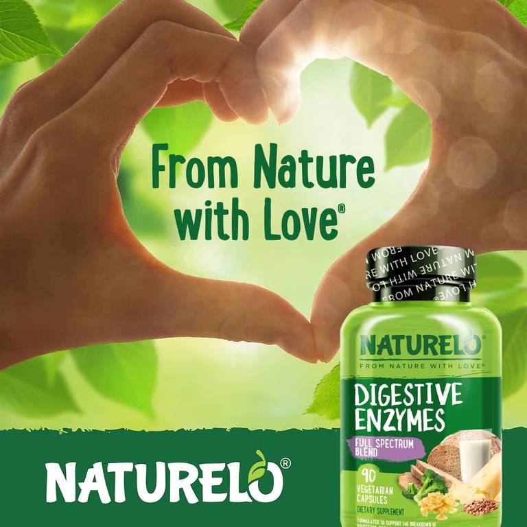 NATURELO, Пищеварительные ферменты, смесь полного спектра, 90 вегетарианских капсул