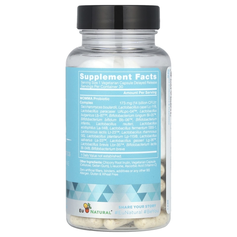 Eu Natural, Momma Probiotics, пре- и послеродовые пробиотики, 30 вегетарианских капсул (Товар снят с продажи) 