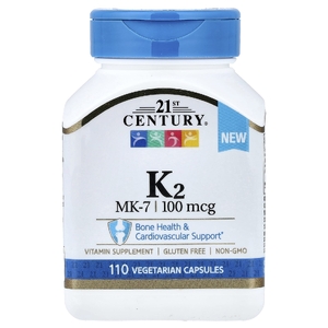 21st Century, витамин K2, 100 мкг, 110 вегетарианских капсул
