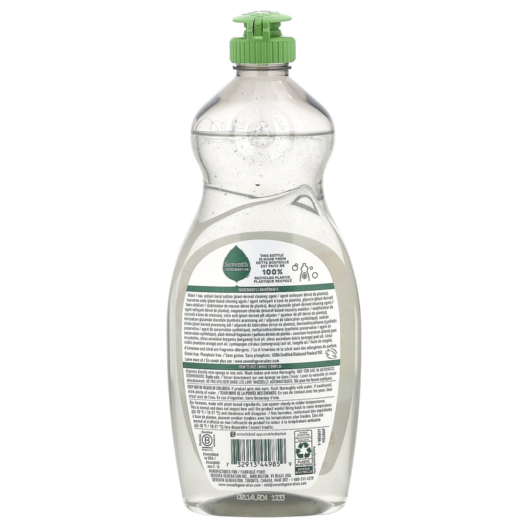 Seventh Generation, Dish Liquid, цедра клементина и лемонграсс, 561 мл (19 жидк. унц.)