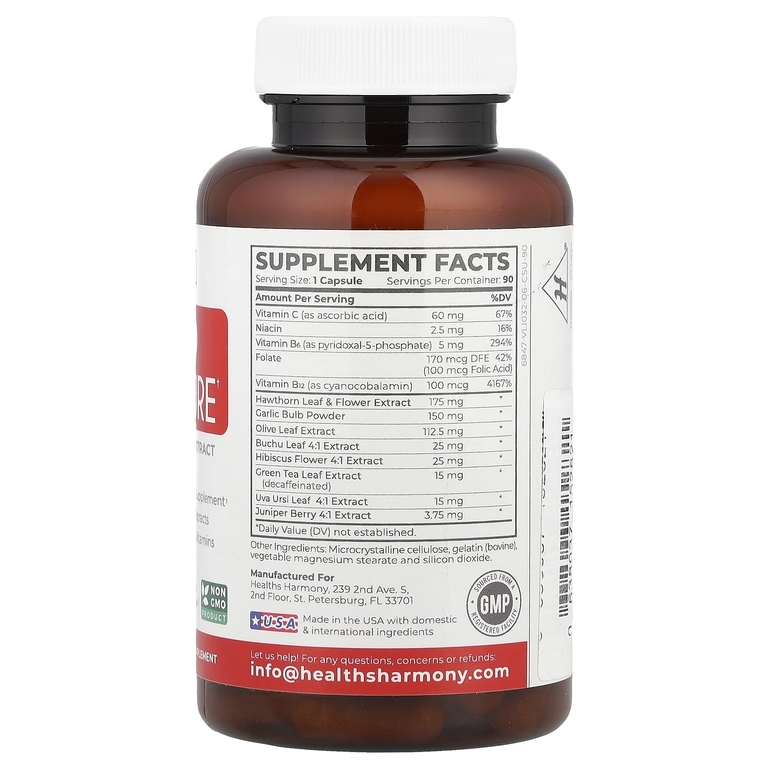 Healths Harmony, Артериальное давление с экстрактом боярышника, 90 капсул