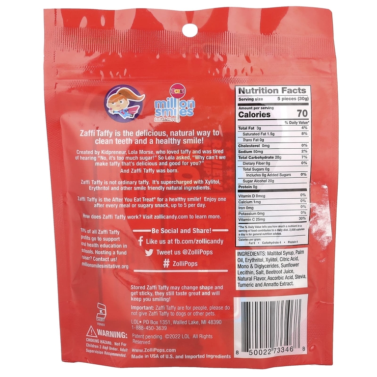 Zollipops, Zaffi®, Keto Taffy, фрукты, 85 г (3 унции) (Товар снят с продажи) 