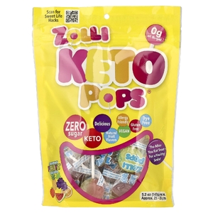 Zollipops, Keto Pops®, со вкусом фруктов, прибл. 21-23 леденца, 147 г (5,2 унции)