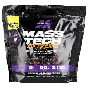 MuscleTech, Mass-Tech™ Extreme, гейнер, брауни с тройным шоколадом, 2,72 кг (6 фунтов) (Товар снят с продажи) 