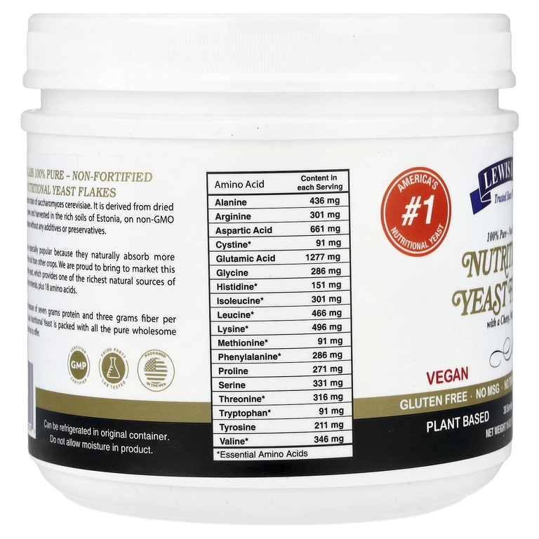 Lewis Labs, Nutritional Yeast Flakes, Cheesy Nutty, 16 oz (454 g)