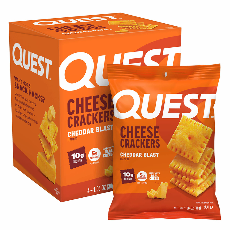 Quest Nutrition, крекеры с сыром, чеддер, 4 пакета по 30 г (1,06 унции)