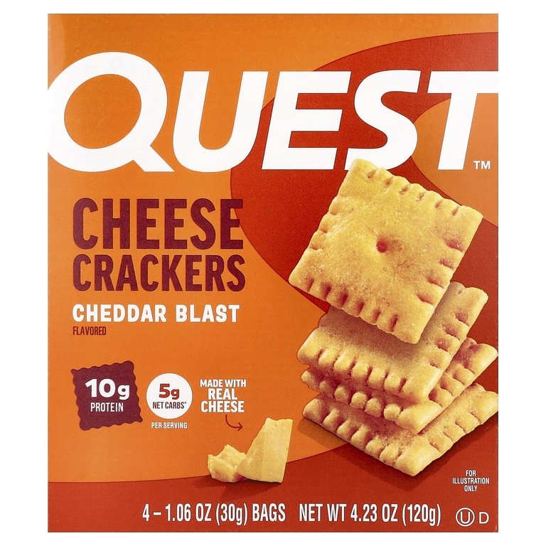 Quest Nutrition, крекеры с сыром, чеддер, 4 пакета по 30 г (1,06 унции)