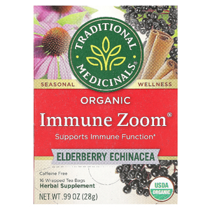 Traditional Medicinals, Organic Immune Boost®, бузина и эхинацея, без кофеина, 16 чайных пакетиков, 28 г (0,99 унции)