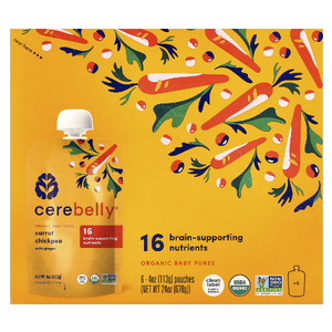 Cerebelly, Organic Baby Puree, Carrot Chickpea with Ginger, 6 Pouches, 4 oz (113 g) Each