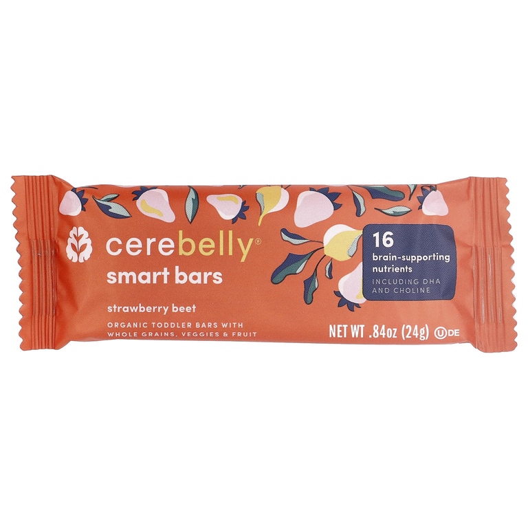 Cerebelly, Smart Bars, Organic Toddler Bars, Strawberry Beet, 5 Bars, 0.84 oz (24 g) Each