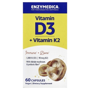 Enzymedica, витамин D3 с витамином K2, 60 капсул