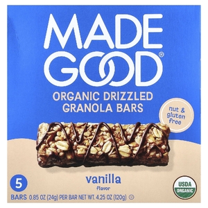 MadeGood, Батончики мюсли, с шоколадом, ваниль, 5 батончиков, 24 г (0,85 унции)