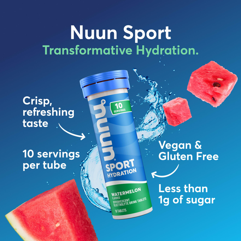 Nuun, Sport Hydration, шипучий напиток с электролитами, арбуз, 10 таблеток