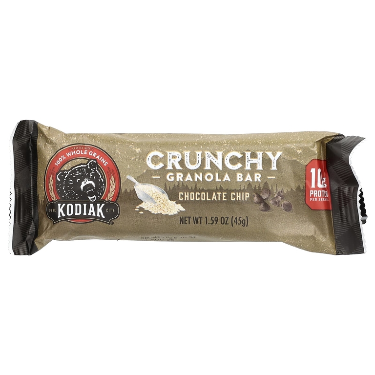 Kodiak Cakes, Хрустящие батончики из мюсли, шоколадная крошка, 6 пакетиков по 2 плитки, 45 г (1,59 унции)
