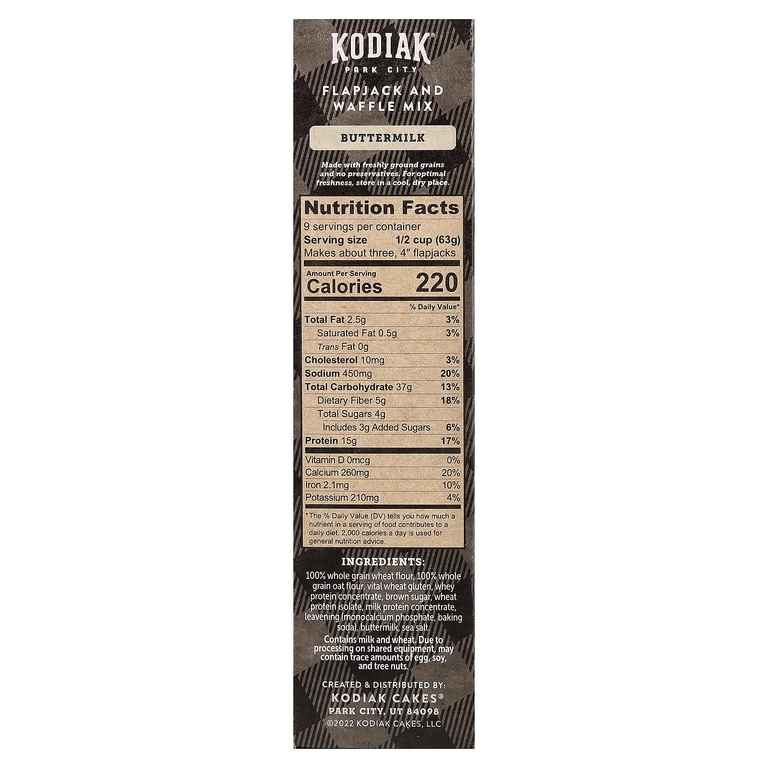 Kodiak Cakes, Power Cakes®, смесь для лепешек и вафель, пахта, 567 г (20 унций)