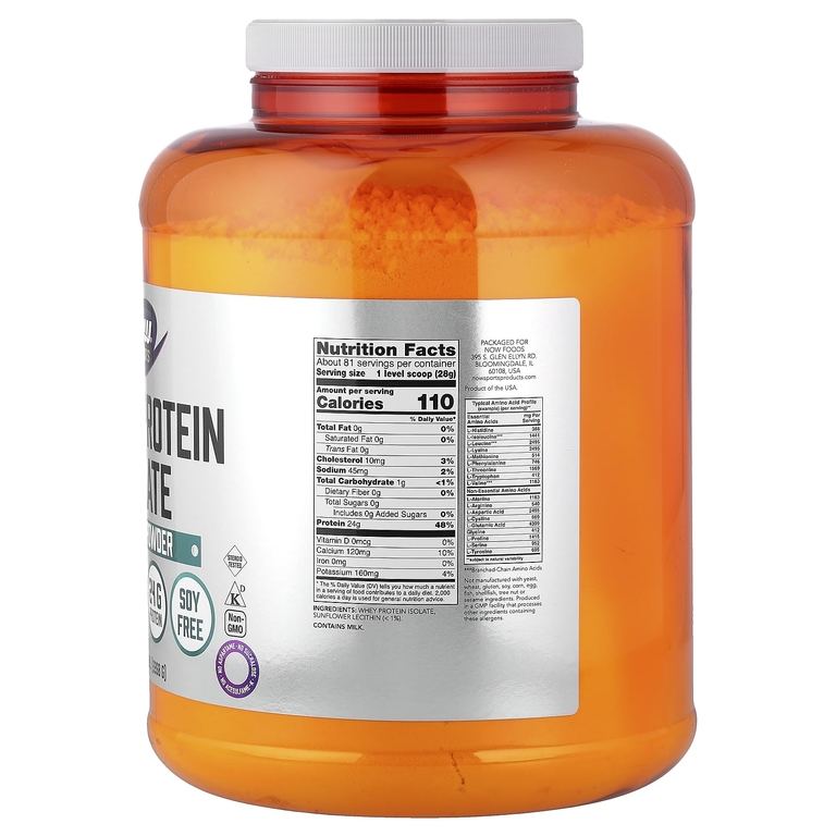NOW Foods, Спорт, изолят сывороточного протеина, без добавок, 2268 г (5 фунтов)
