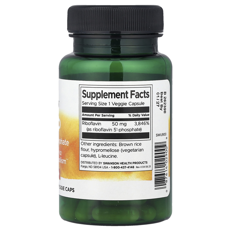 Swanson Vitamins, R-5-P, рибофлавин-5-фосфат, 50 мг, 60 растительных капсул