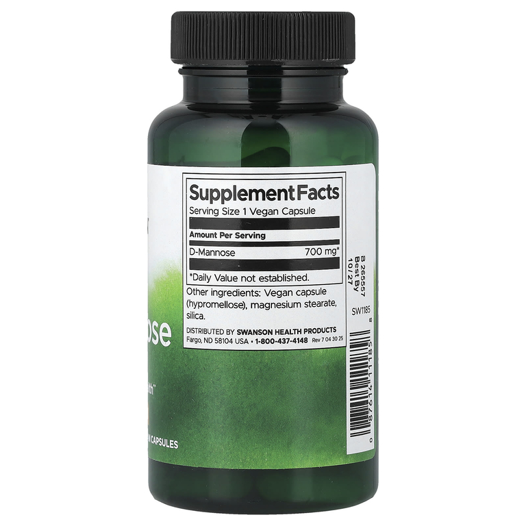Swanson Vitamins, D-манноза, 700 мг, 60 веганских капсул