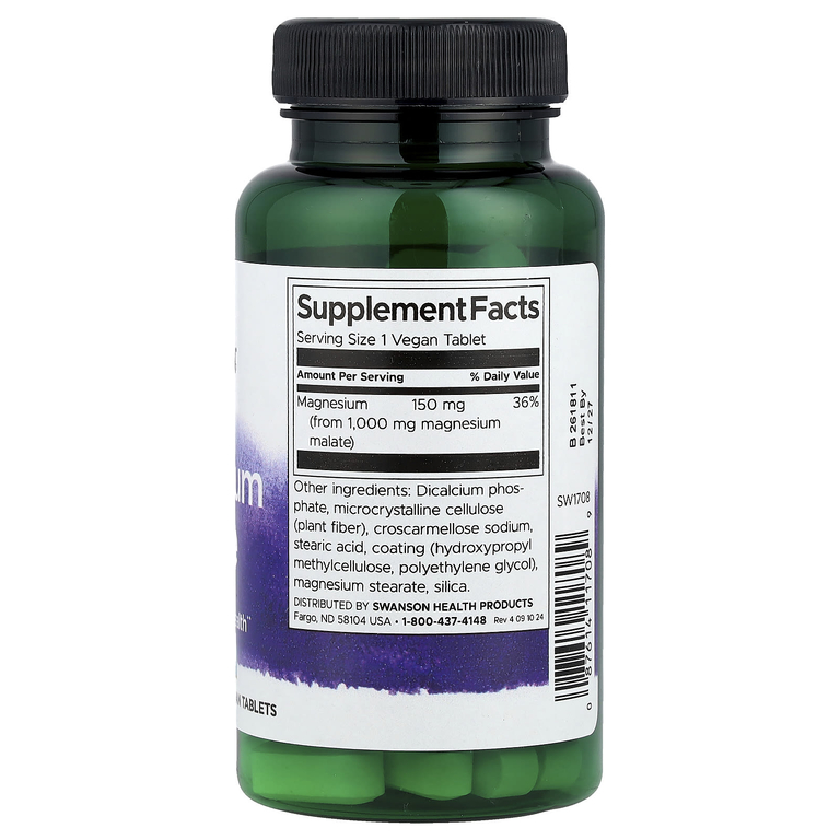 Swanson Vitamins, малат магния, 1000 мг, 60 веганских таблеток