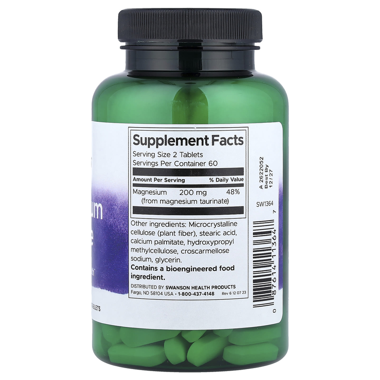 Swanson Vitamins, таурат магния, 120 таблеток (100 мг в 1 таблетке)