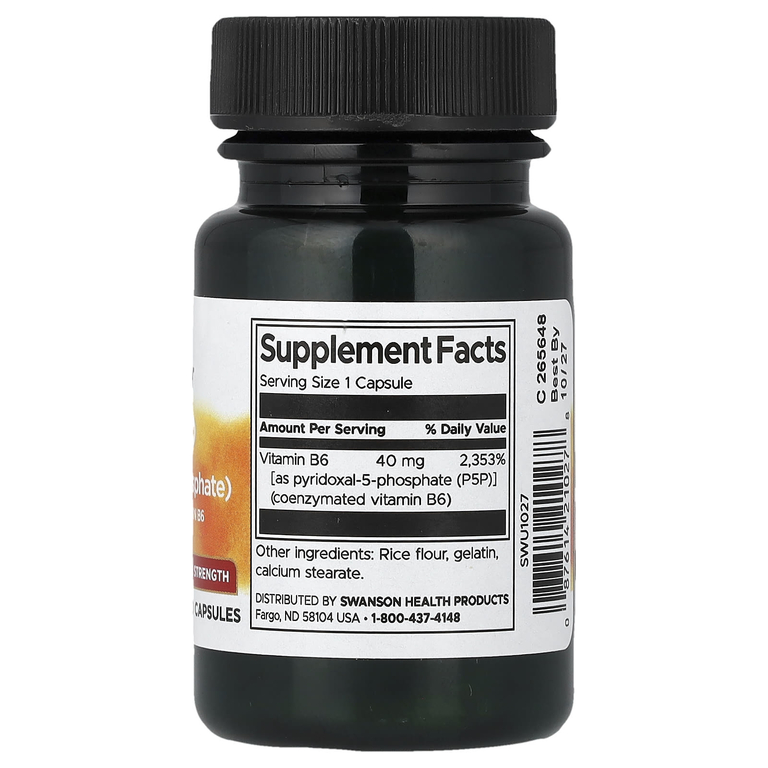 Swanson Vitamins, P-5-P, пиридоксаль-5-фосфат, 40 мг, 60 капсул