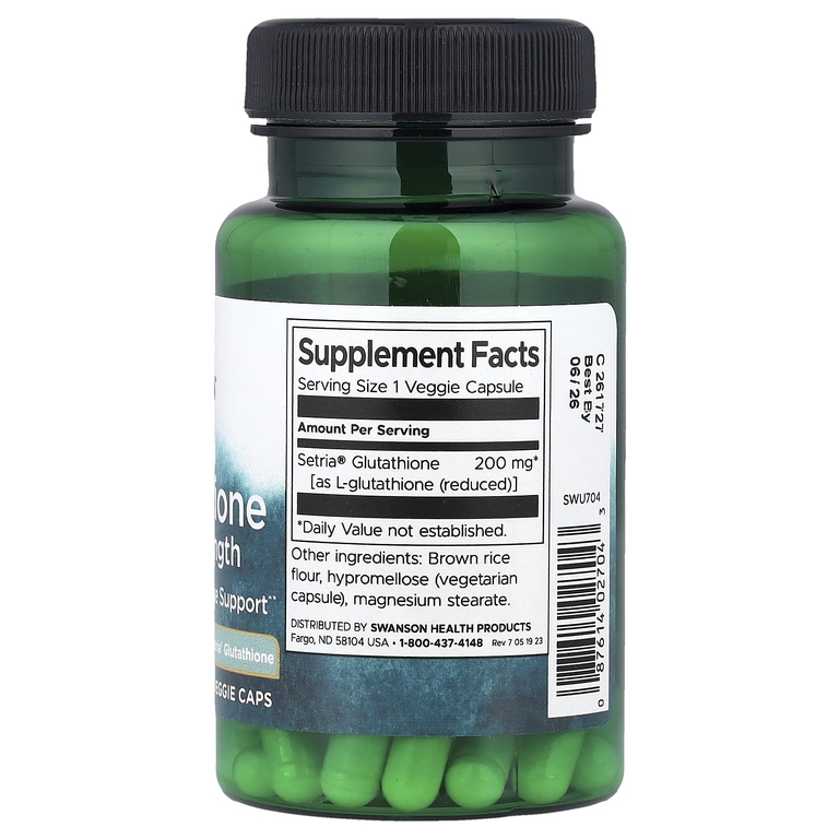 Swanson Vitamins, восстановленный L-глутатион, 200 мг, 60 растительных капсул
