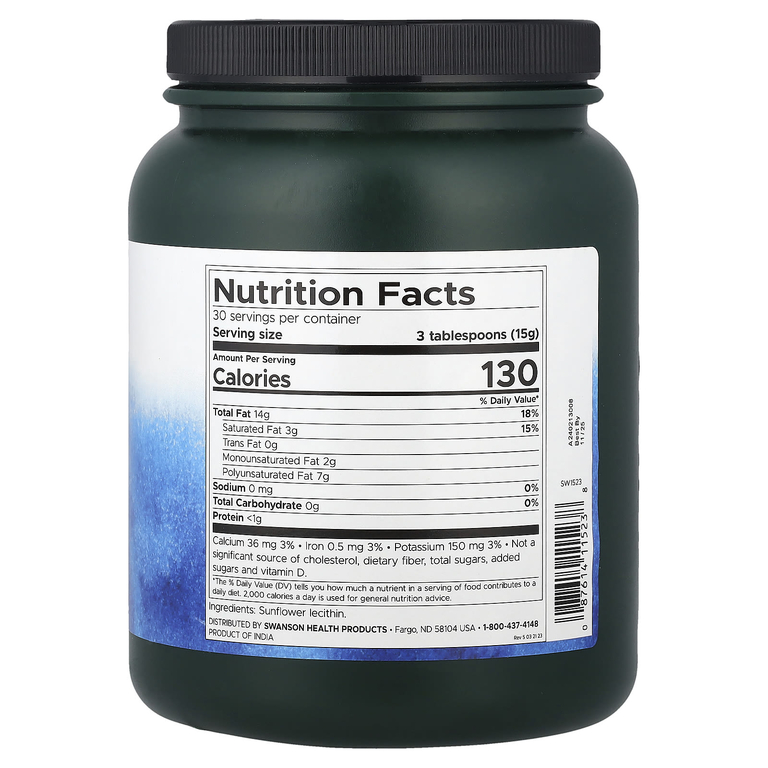 Swanson Vitamins, Порошок лецитина из подсолнечника, 454 г (1 фунт)