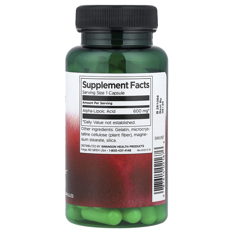 Swanson Vitamins, Альфа-липоевая кислота, 600 мг, 60 капсул