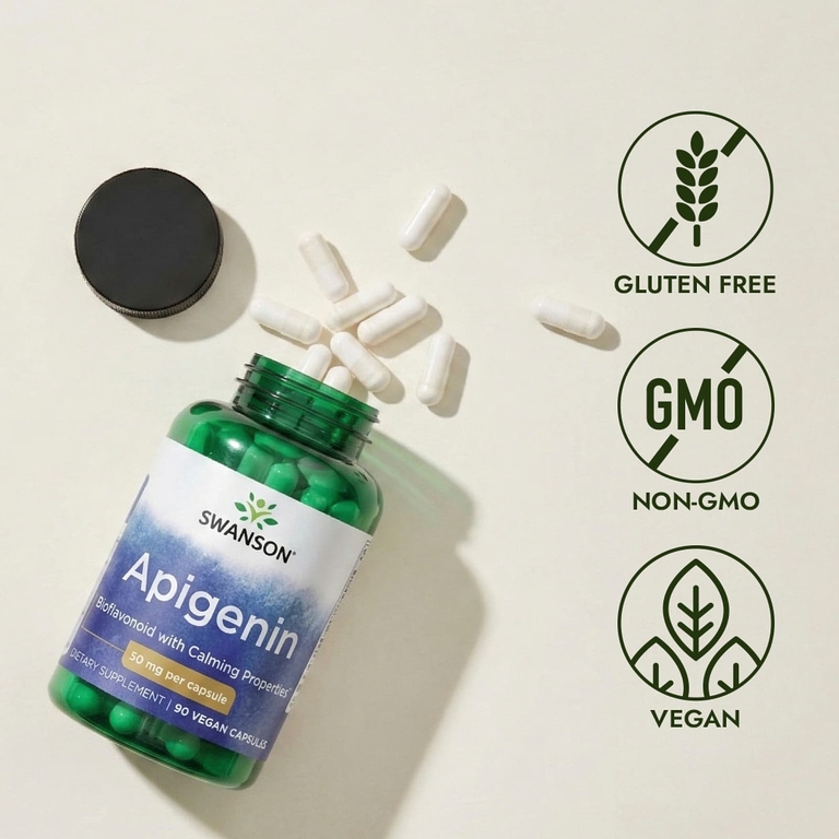 Swanson Vitamins, апигенин, 50 мг, 90 веганских капсул