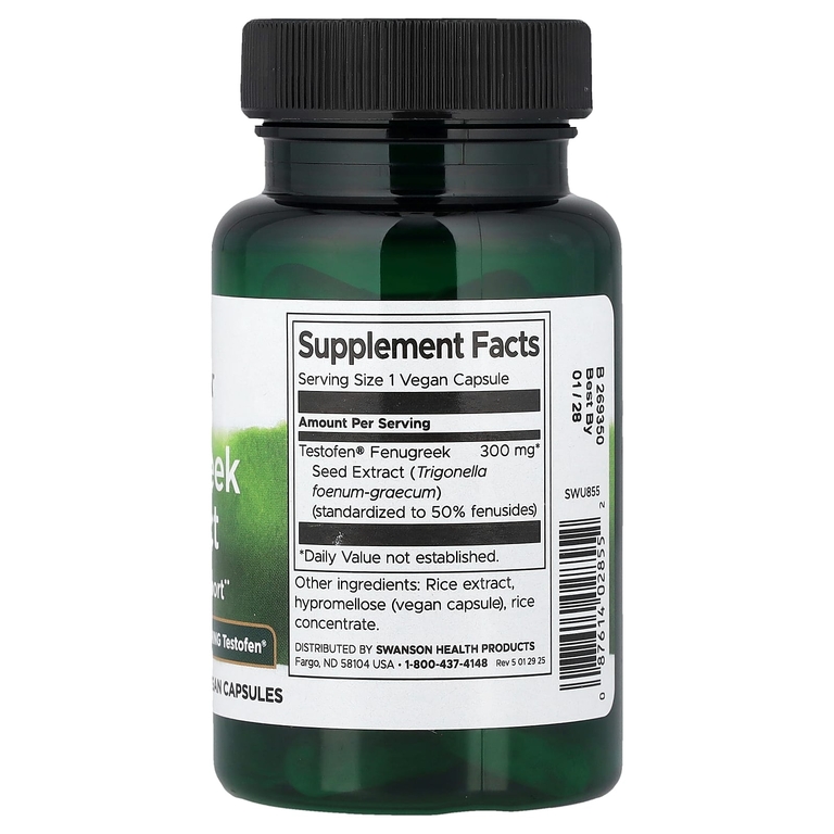 Swanson Vitamins, экстракт пажитника, 300 мг, 60 веганских капсул