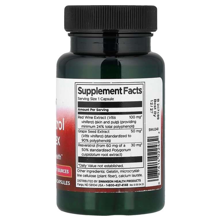 Swanson Vitamins, Ресвератрол комплекс, 60 капсул
