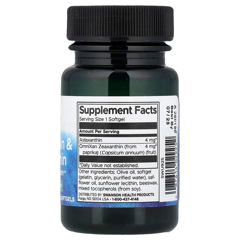 Swanson Vitamins, Астаксантин и зеаксантин, 60 мягких таблеток