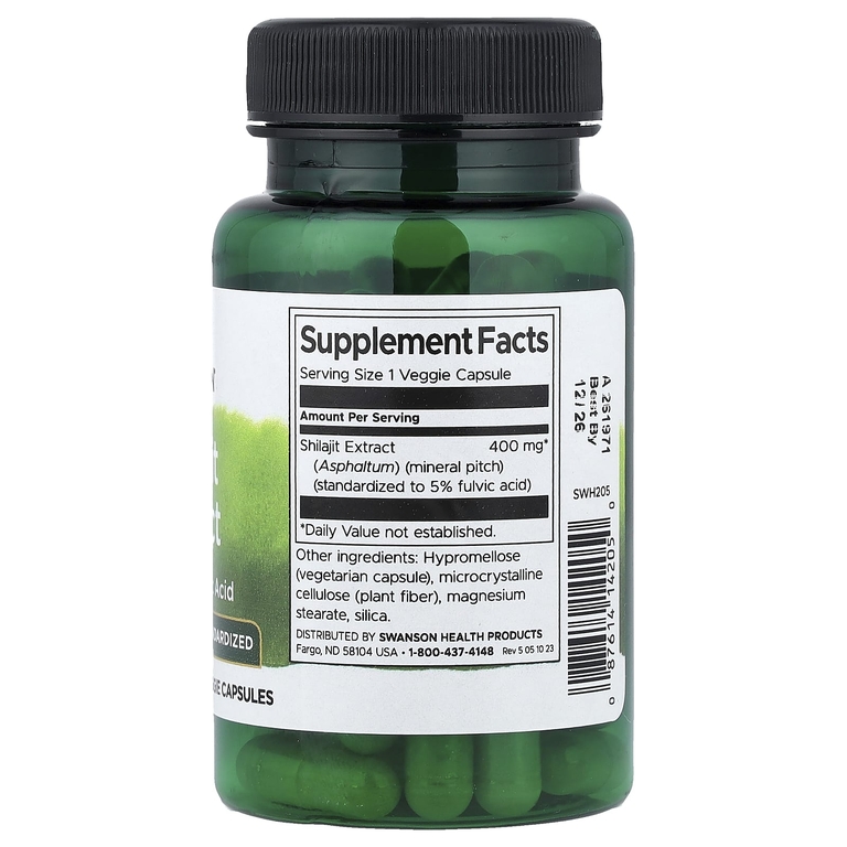 Swanson Vitamins, Экстракт мумие, стандартизированный, 400 мг, 60 растительных капсул