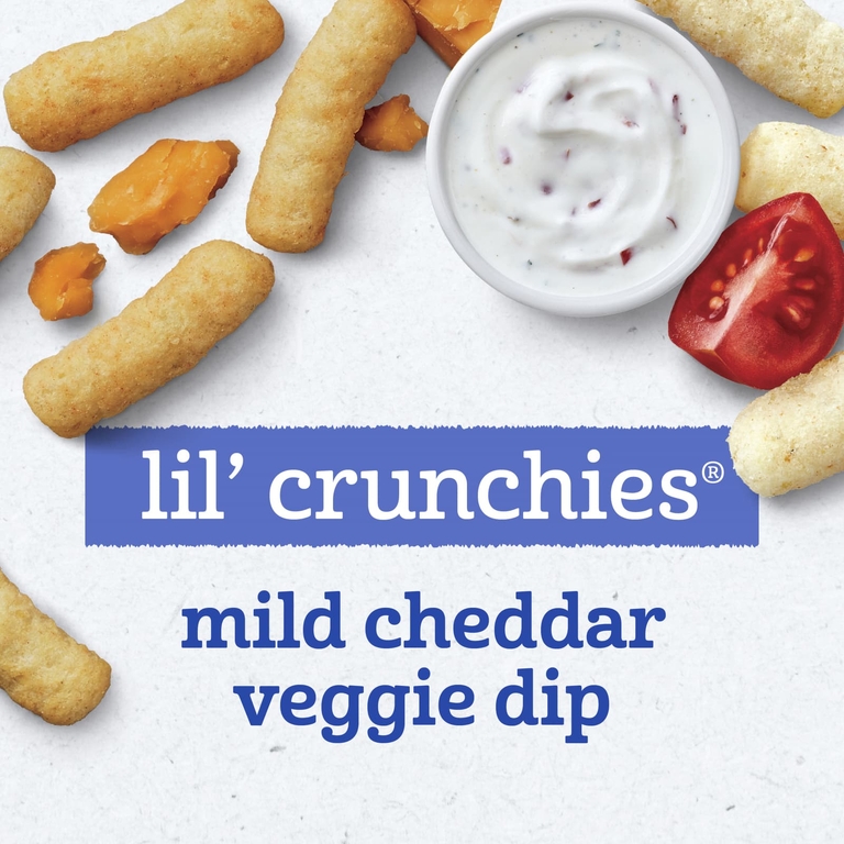 Gerber, Lil' Crunchies®, запеченный злаковый снек, для детей от 8 месяцев, мягкий чеддер и овощной соус, 4 упаковки по 42 г (1,48 унции)