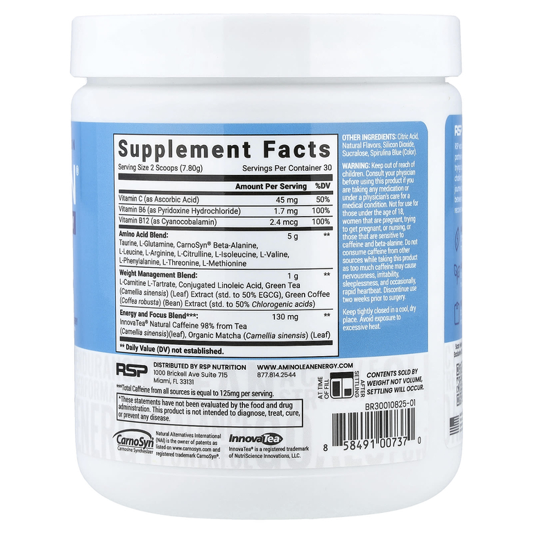 RSP Nutrition, AminoLean, голубая малина, 270 г (9,52 унции)
