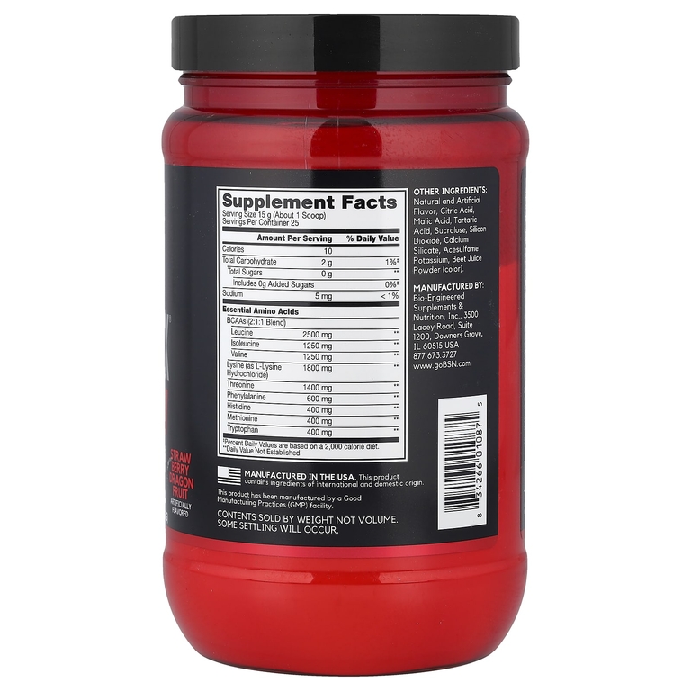 BSN, AminoX®, незаменимые аминокислоты, со вкусом клубники, питайя, 375 г (13,2 унции)