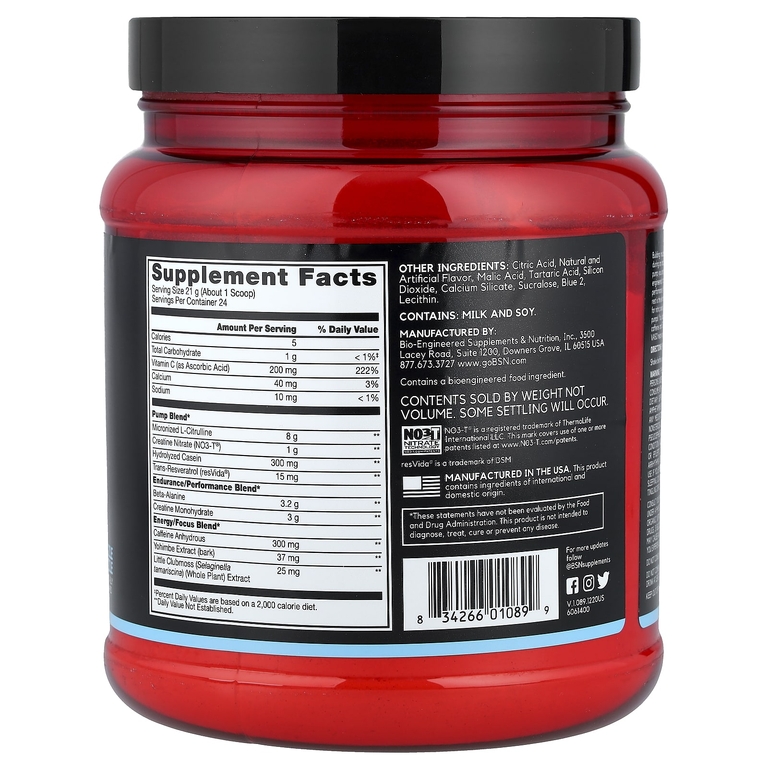 BSN, No-Xplode® VASO, предтренировочный комплекс для прокачки мышц, Razzle Dazzle, 504 г (1,11 фунта)