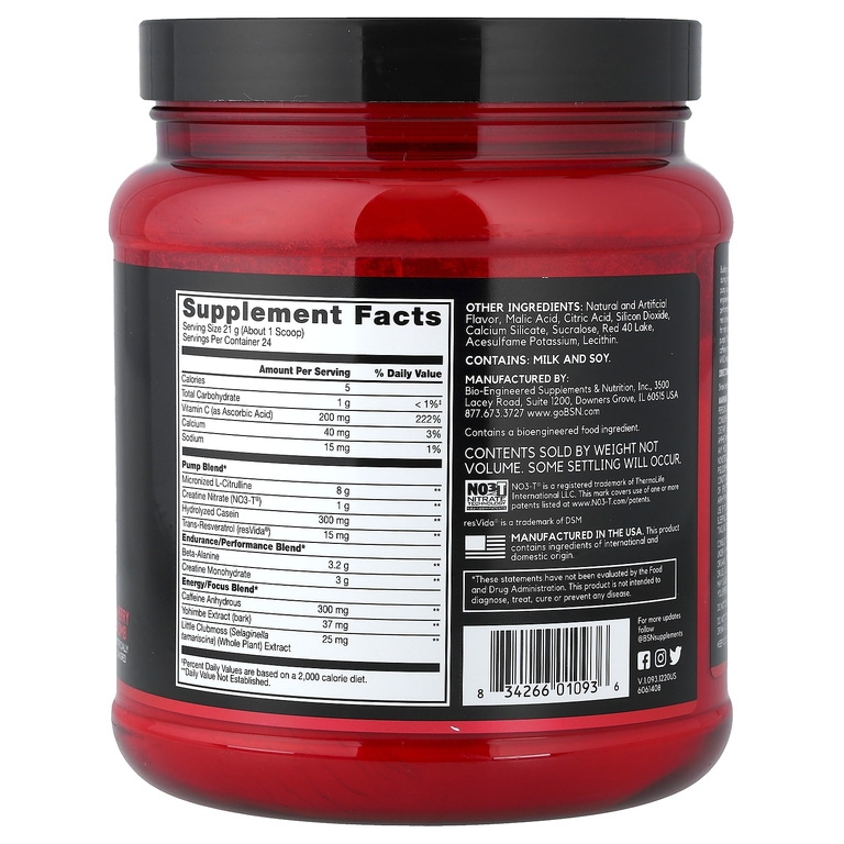 BSN, No-Xplode® VASO, предтренировочный комплекс для накачивания мышц, со вкусом вишни, 504 г (1,11 фунта)