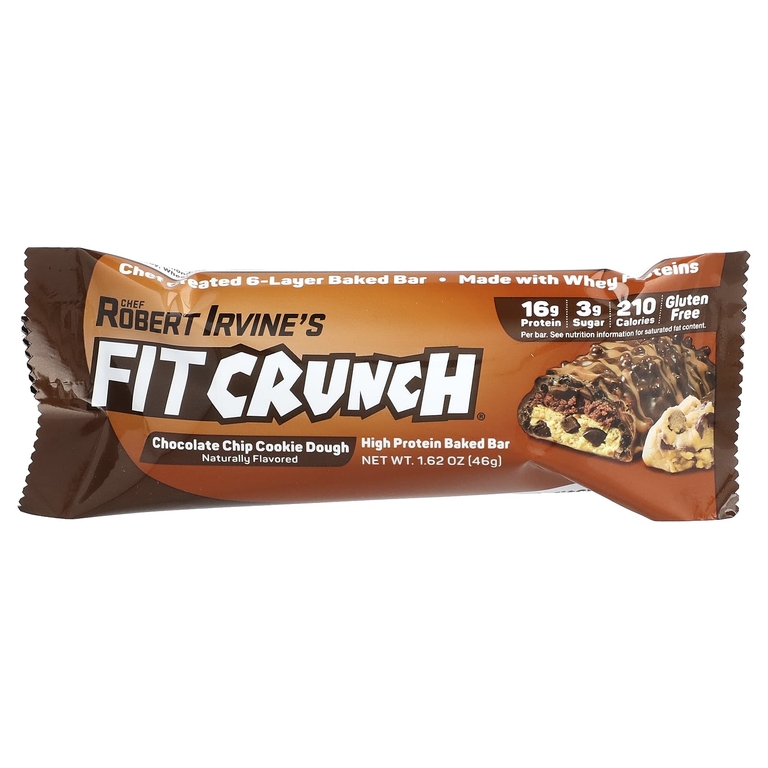 FITCRUNCH, Запеченный батончик с высоким содержанием протеина, тесто для шоколадного печенья, 9 батончиков, 46 г (1,62 унции)