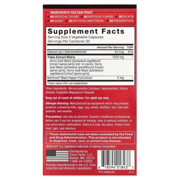 Force Factor, Fundamentals, Honey Goat Weed Max, 90 вегетарианских капсул