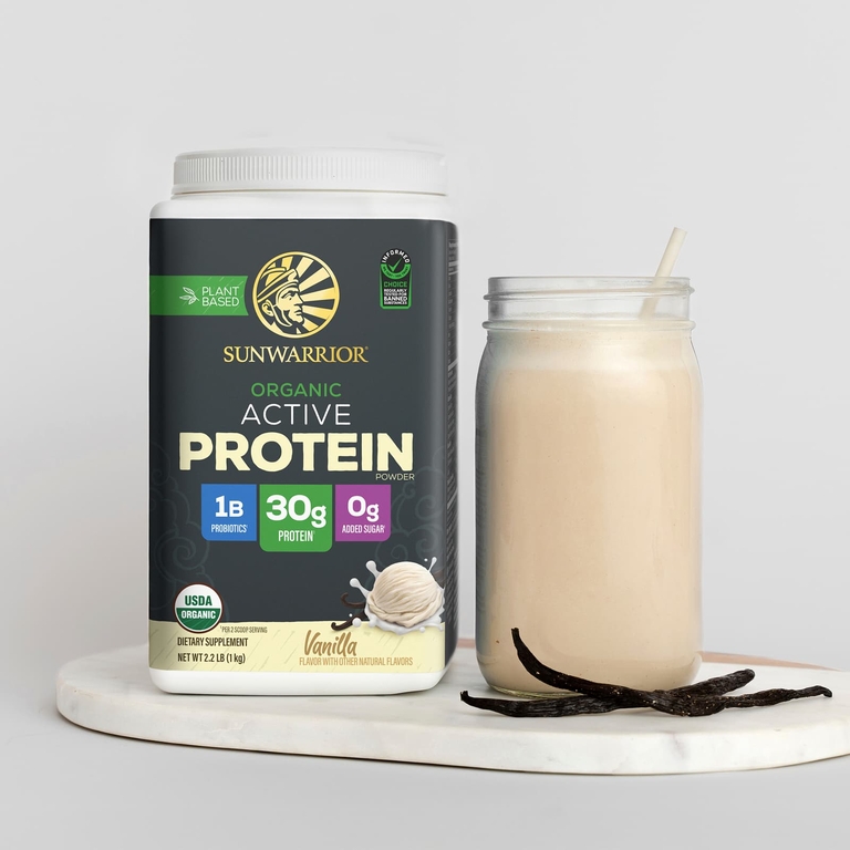 Sunwarrior, Sport, органический активный протеиновый порошок, со вкусом ванили, 1 кг (2,2 фунта)
