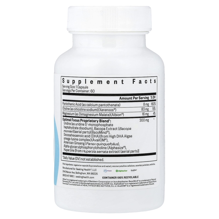 Seeking Health, Optimal Focus™, 60 капсул