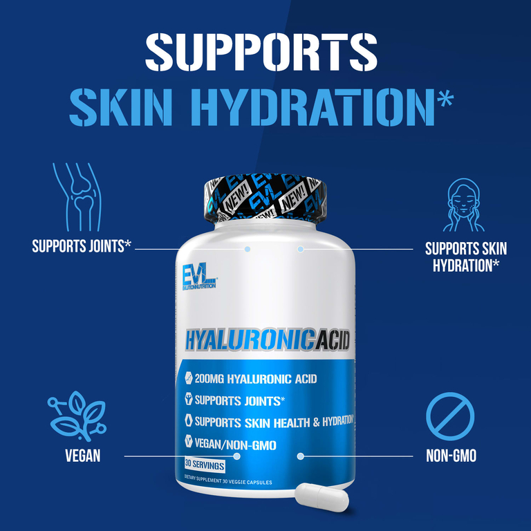 EVLution Nutrition, Гиалуроновая кислота, 200 мг, 30 растительных капсул