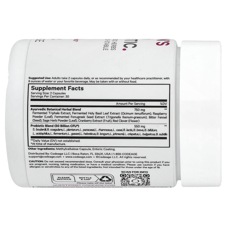Codeage, SBO Probiotic, пробиотики для женщин, 60 капсул