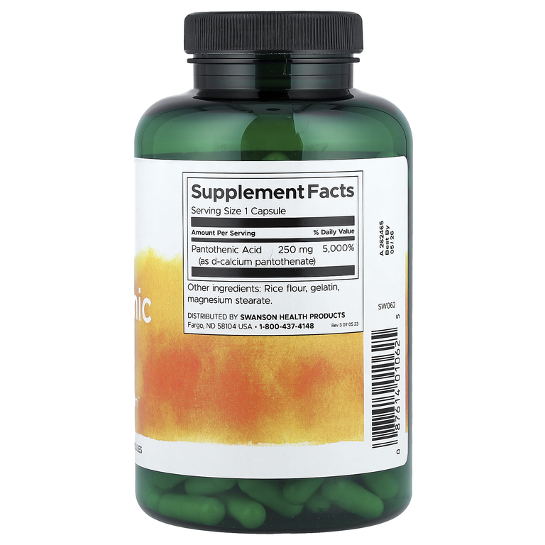 Swanson Vitamins, пантотеновая кислота, 250 мг, 250 капсул