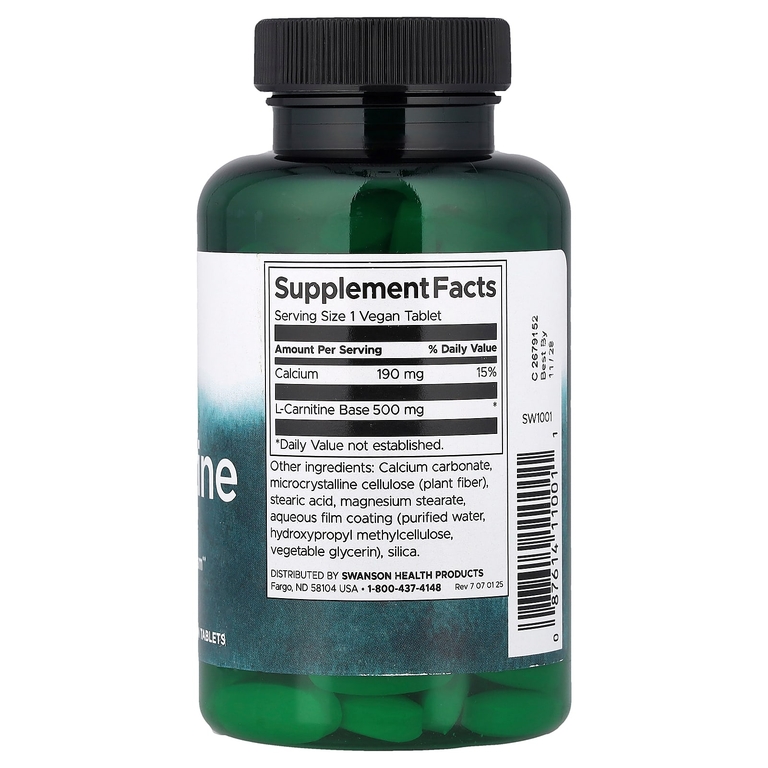 Swanson Vitamins, L-карнитин, 100 веганских таблеток