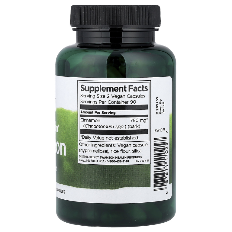 Swanson Vitamins, корица Full Spectrum®, 180 веганских капсул (375 мг в 1 капсуле)