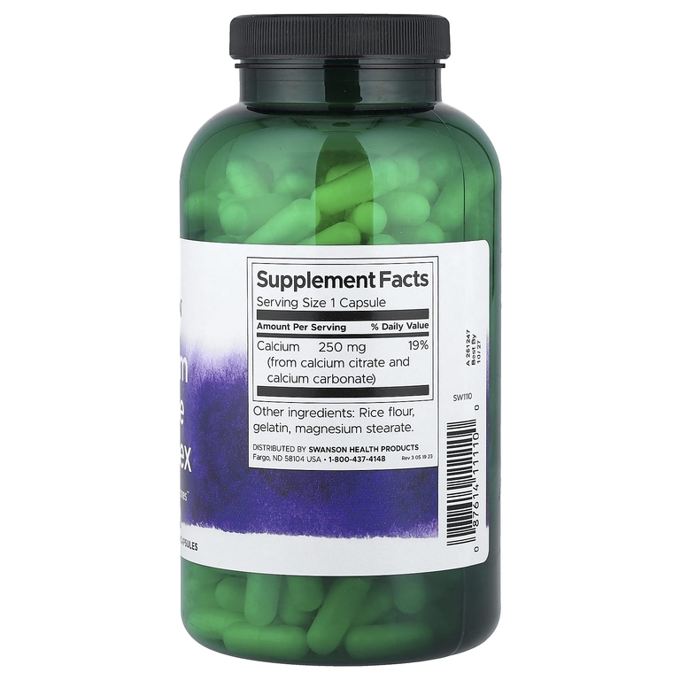 Swanson Vitamins, комплекс цитрата кальция, 250 мг, 300 капсул